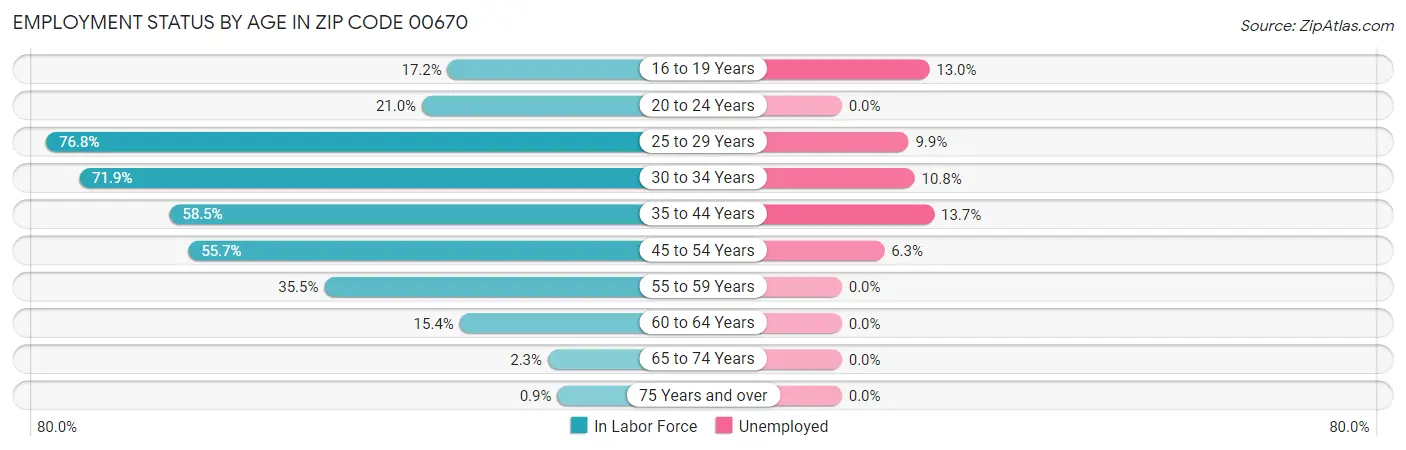 Employment Status by Age in Zip Code 00670