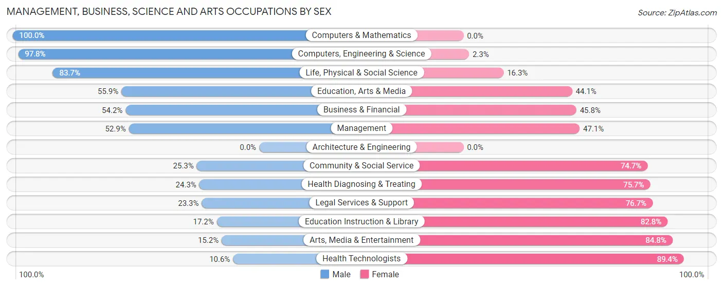 Management, Business, Science and Arts Occupations by Sex in Zip Code 00685