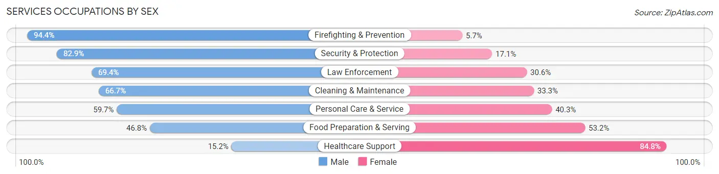 Services Occupations by Sex in Zip Code 00685