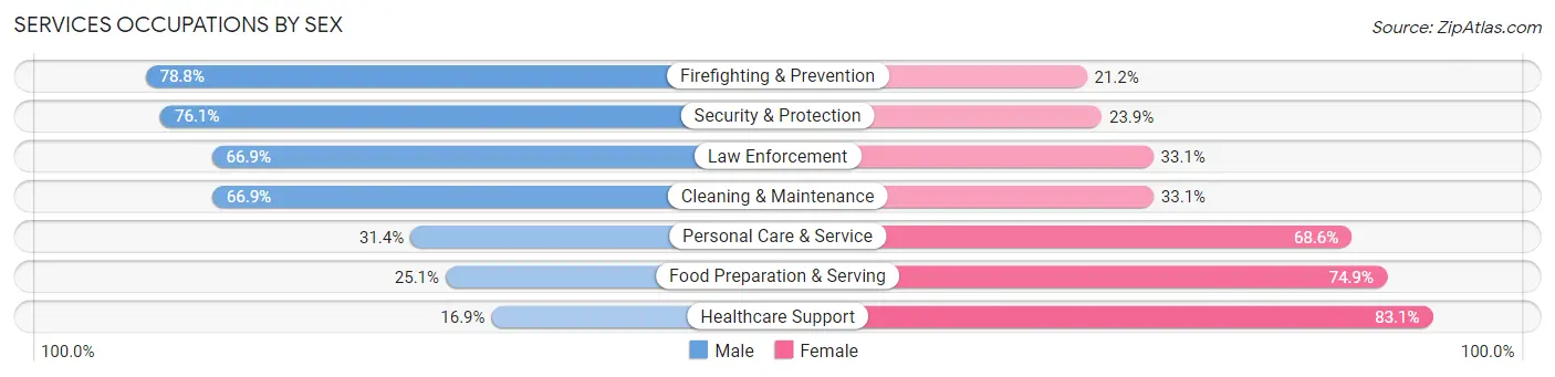 Services Occupations by Sex in Zip Code 00693