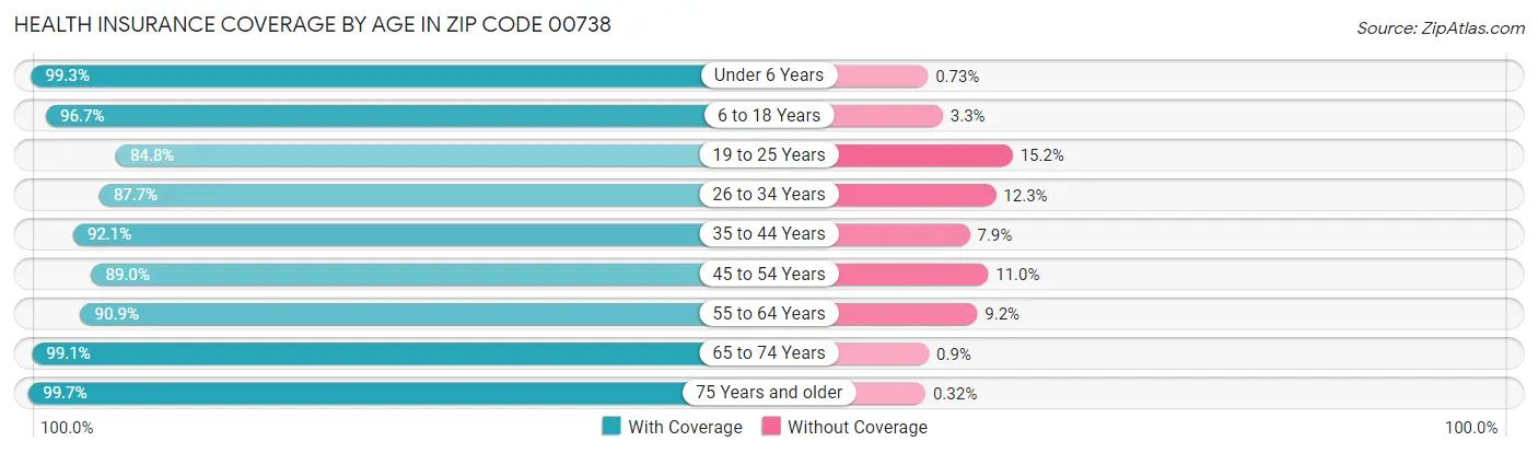 Health Insurance Coverage by Age in Zip Code 00738