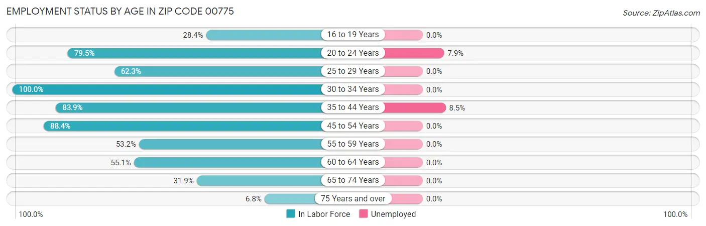 Employment Status by Age in Zip Code 00775