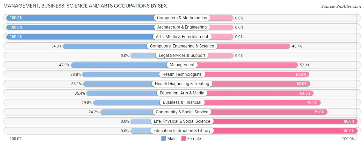Management, Business, Science and Arts Occupations by Sex in Zip Code 00782