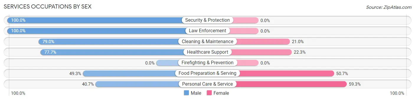 Services Occupations by Sex in Zip Code 00782