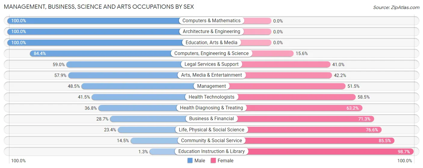 Management, Business, Science and Arts Occupations by Sex in Zip Code 00971