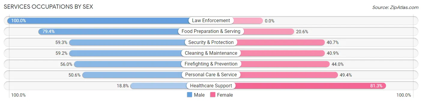 Services Occupations by Sex in Zip Code 00982