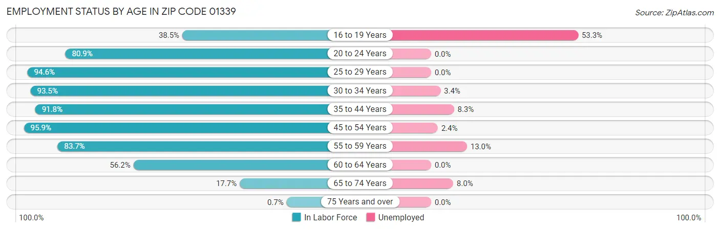 Employment Status by Age in Zip Code 01339