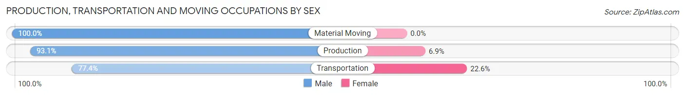 Production, Transportation and Moving Occupations by Sex in Zip Code 01368