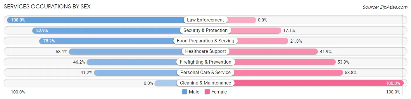 Services Occupations by Sex in Zip Code 01451