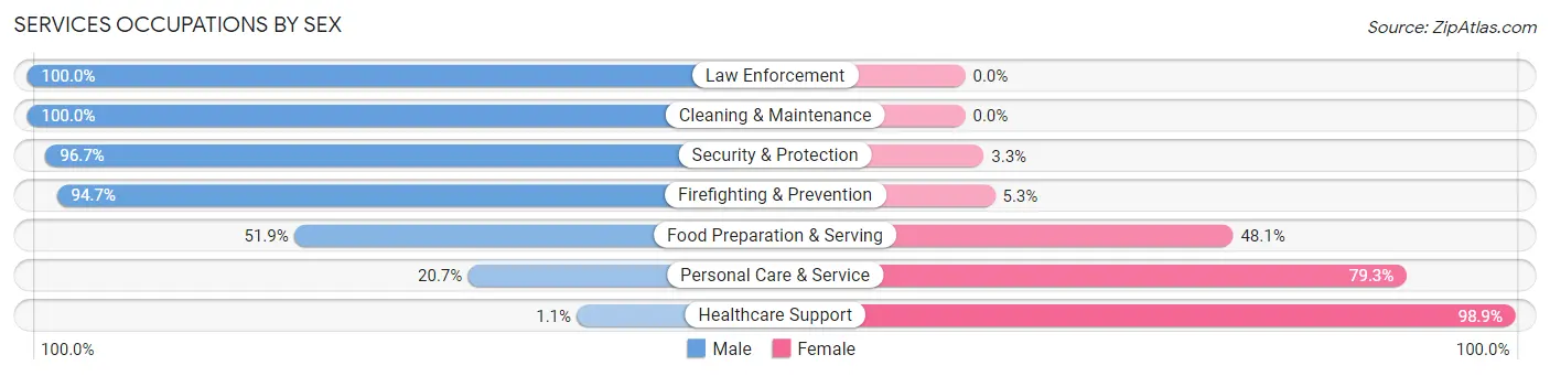Services Occupations by Sex in Zip Code 01543