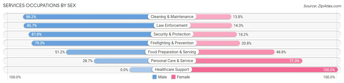 Services Occupations by Sex in Zip Code 01824