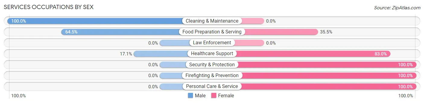 Services Occupations by Sex in Zip Code 01860