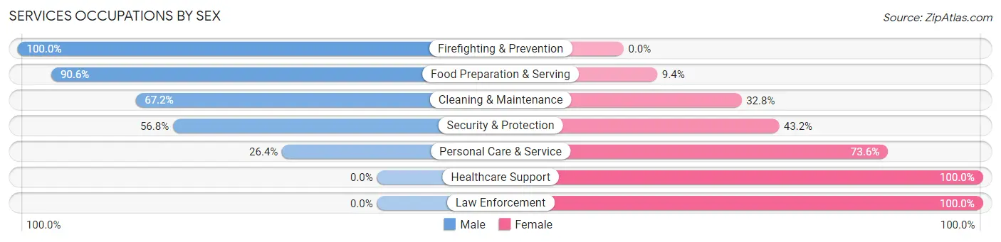 Services Occupations by Sex in Zip Code 01908
