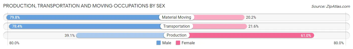 Production, Transportation and Moving Occupations by Sex in Zip Code 02125