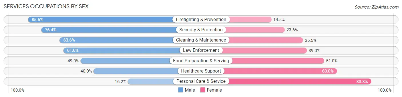 Services Occupations by Sex in Zip Code 02138