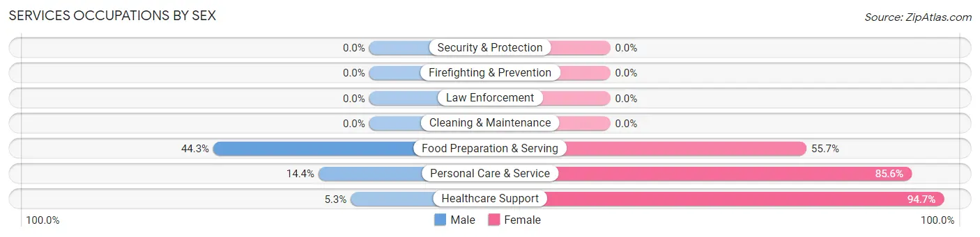 Services Occupations by Sex in Zip Code 02493