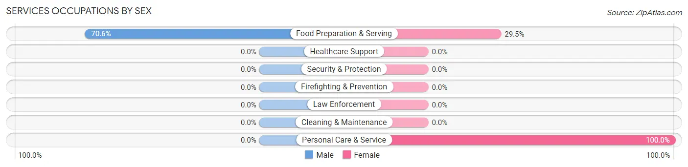 Services Occupations by Sex in Zip Code 02558