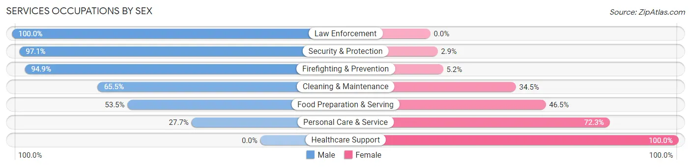 Services Occupations by Sex in Zip Code 02563