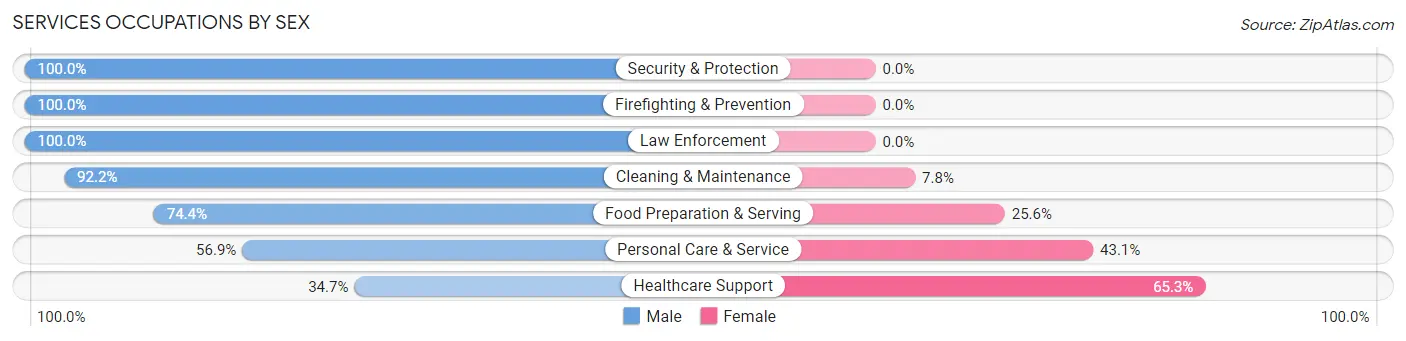 Services Occupations by Sex in Zip Code 02921