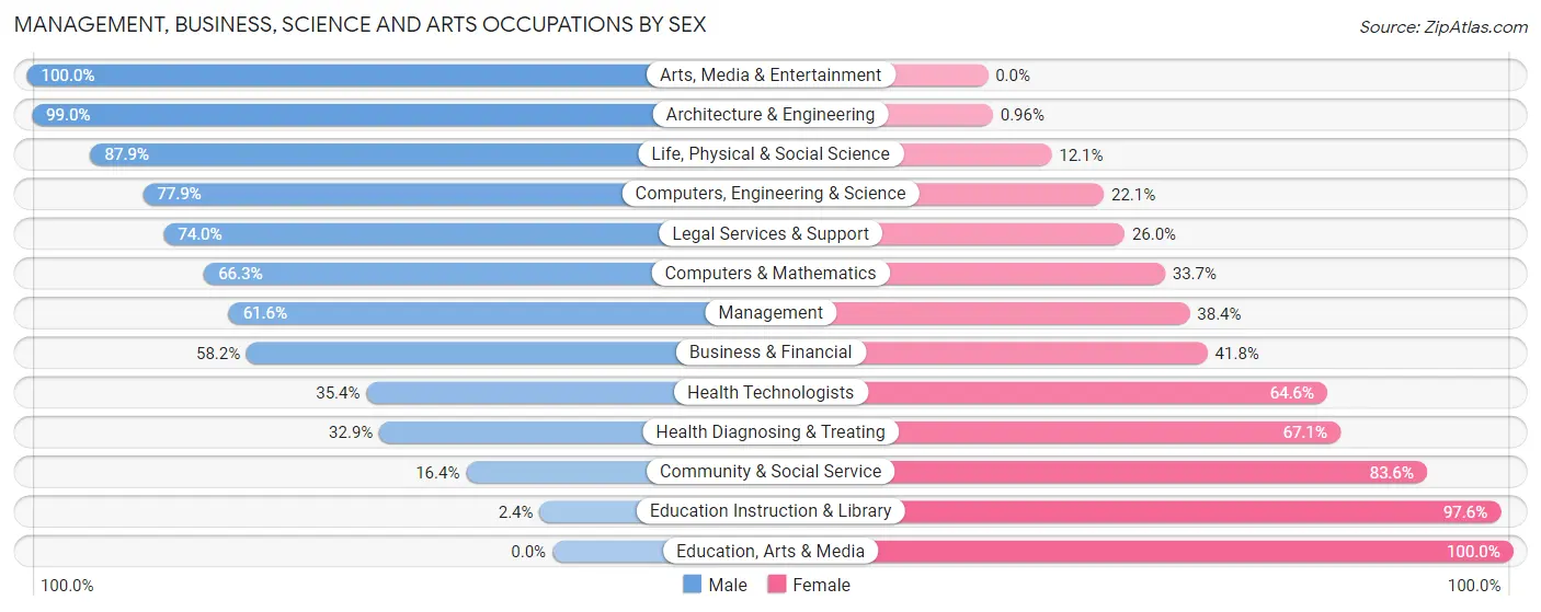 Management, Business, Science and Arts Occupations by Sex in Zip Code 03064