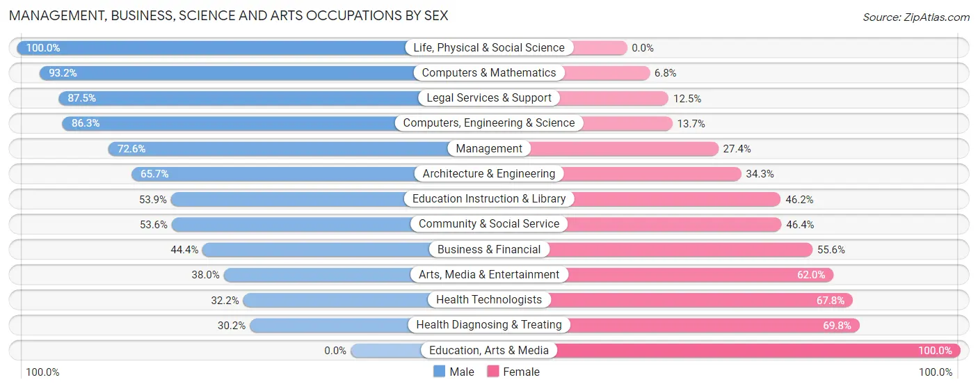 Management, Business, Science and Arts Occupations by Sex in Zip Code 03101