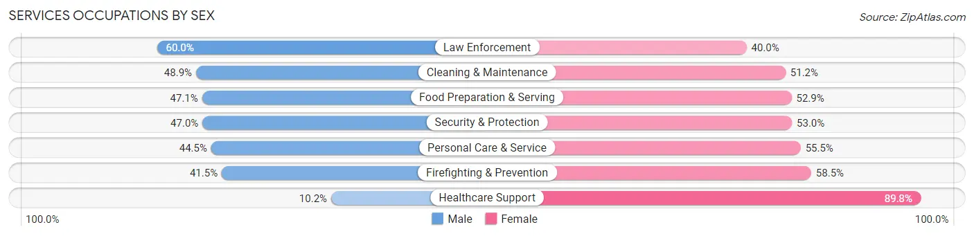 Services Occupations by Sex in Zip Code 03103