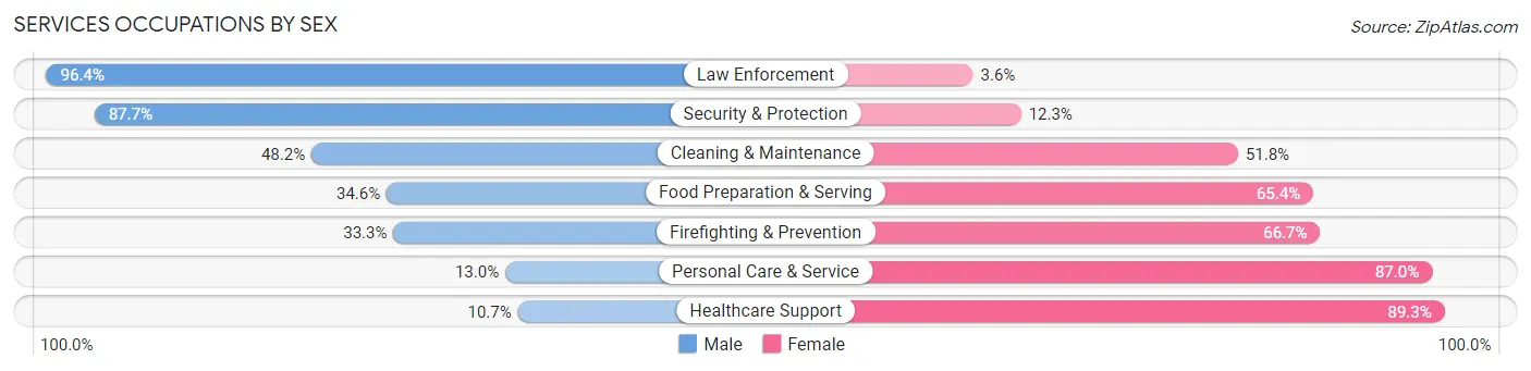 Services Occupations by Sex in Zip Code 03222