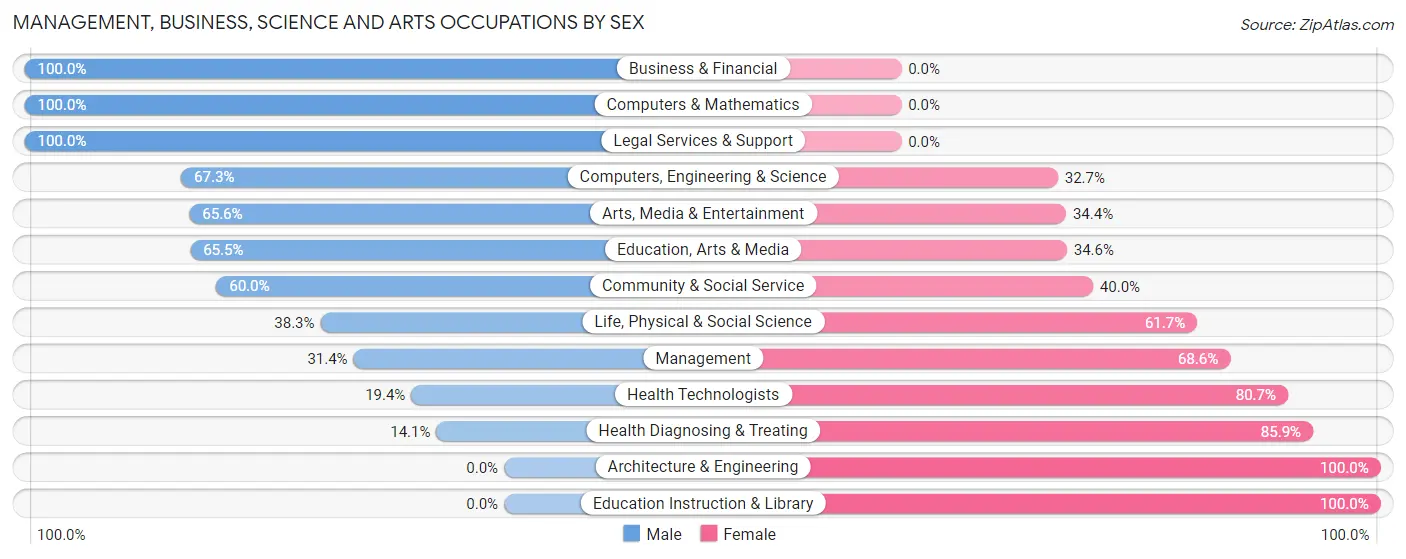 Management, Business, Science and Arts Occupations by Sex in Zip Code 03269