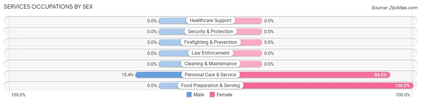 Services Occupations by Sex in Zip Code 03464