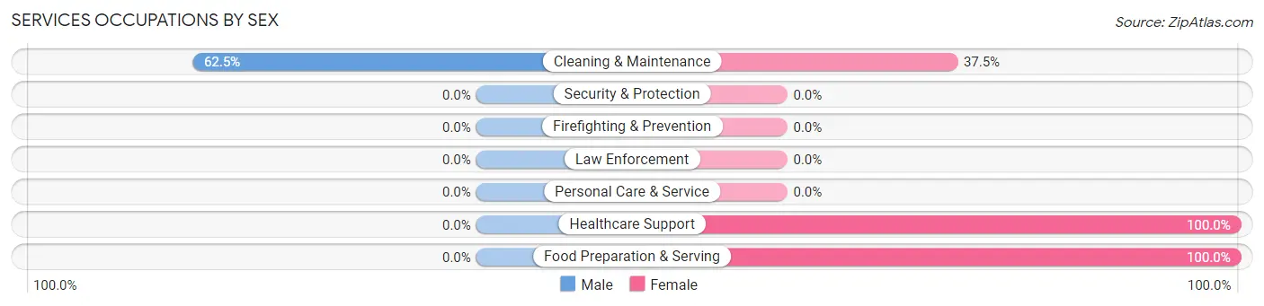 Services Occupations by Sex in Zip Code 03579