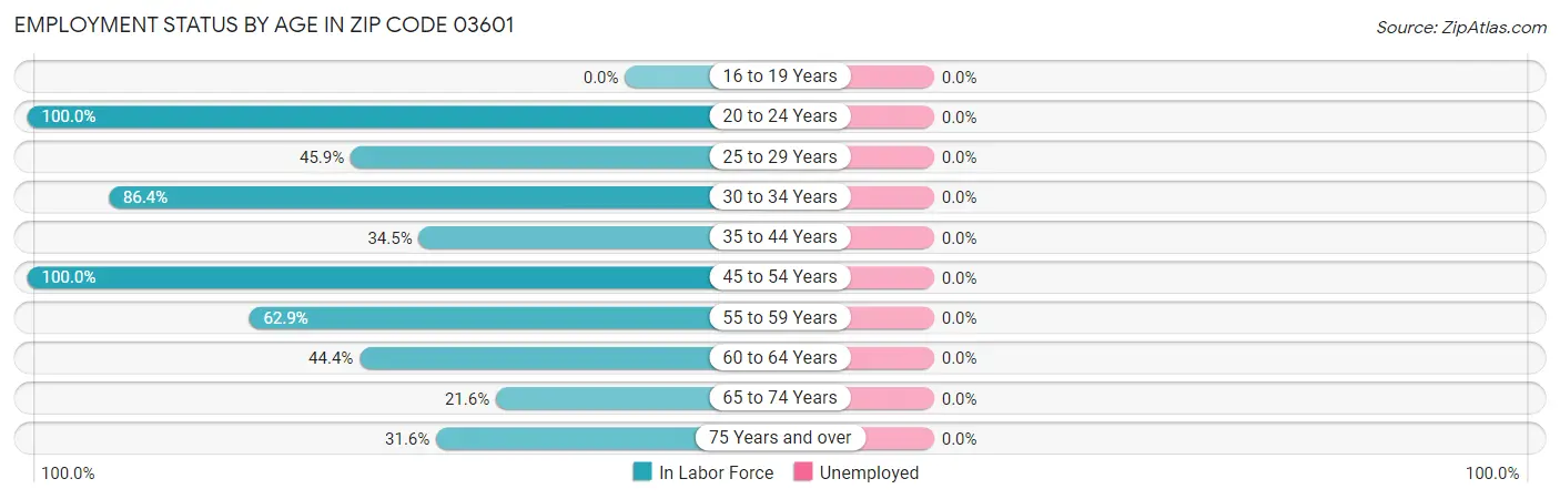 Employment Status by Age in Zip Code 03601