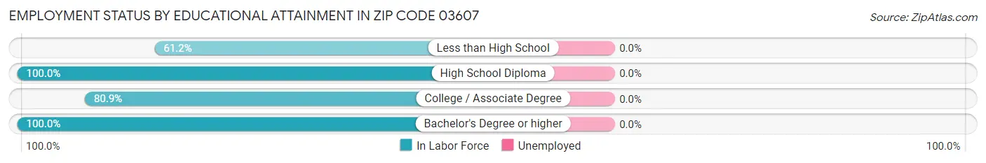 Employment Status by Educational Attainment in Zip Code 03607