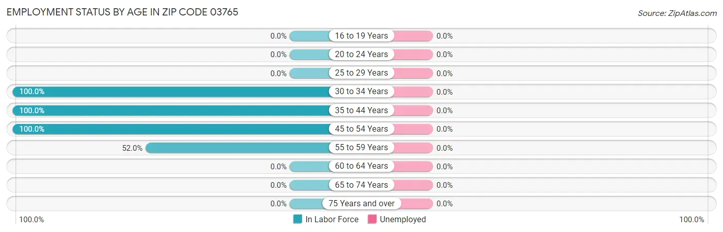 Employment Status by Age in Zip Code 03765