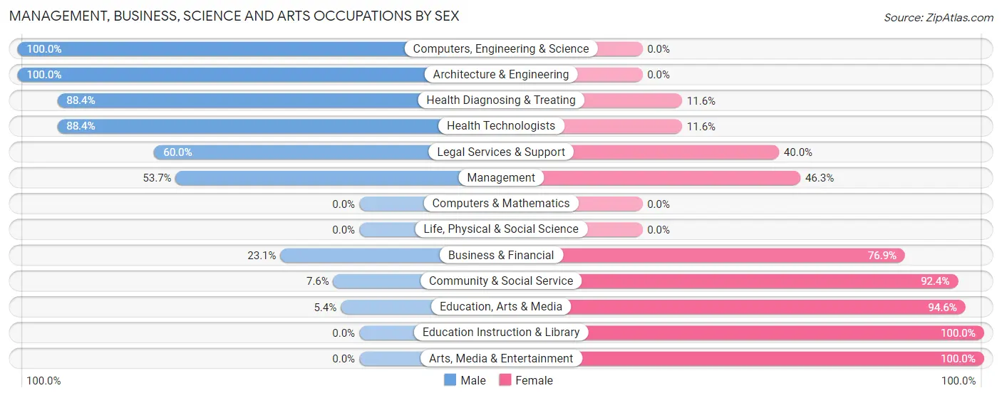 Management, Business, Science and Arts Occupations by Sex in Zip Code 03785