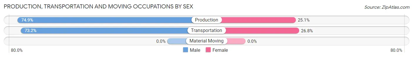 Production, Transportation and Moving Occupations by Sex in Zip Code 03814