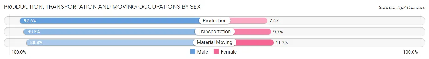 Production, Transportation and Moving Occupations by Sex in Zip Code 03819