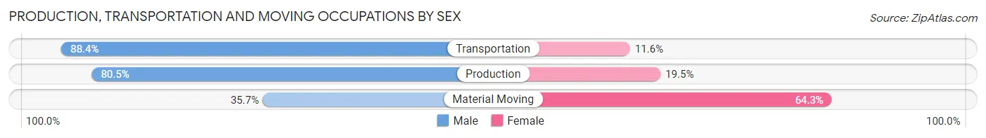Production, Transportation and Moving Occupations by Sex in Zip Code 03842