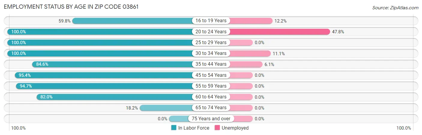 Employment Status by Age in Zip Code 03861