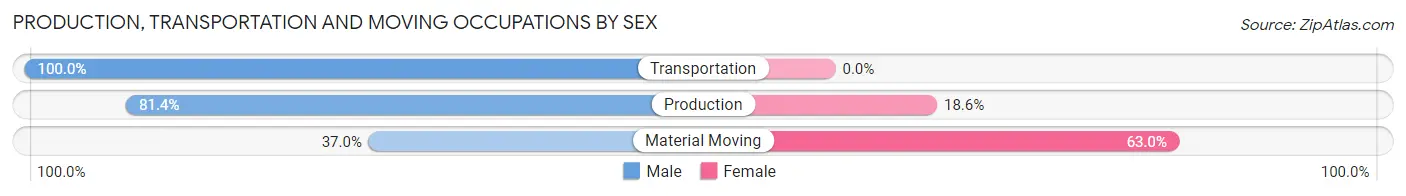 Production, Transportation and Moving Occupations by Sex in Zip Code 03861