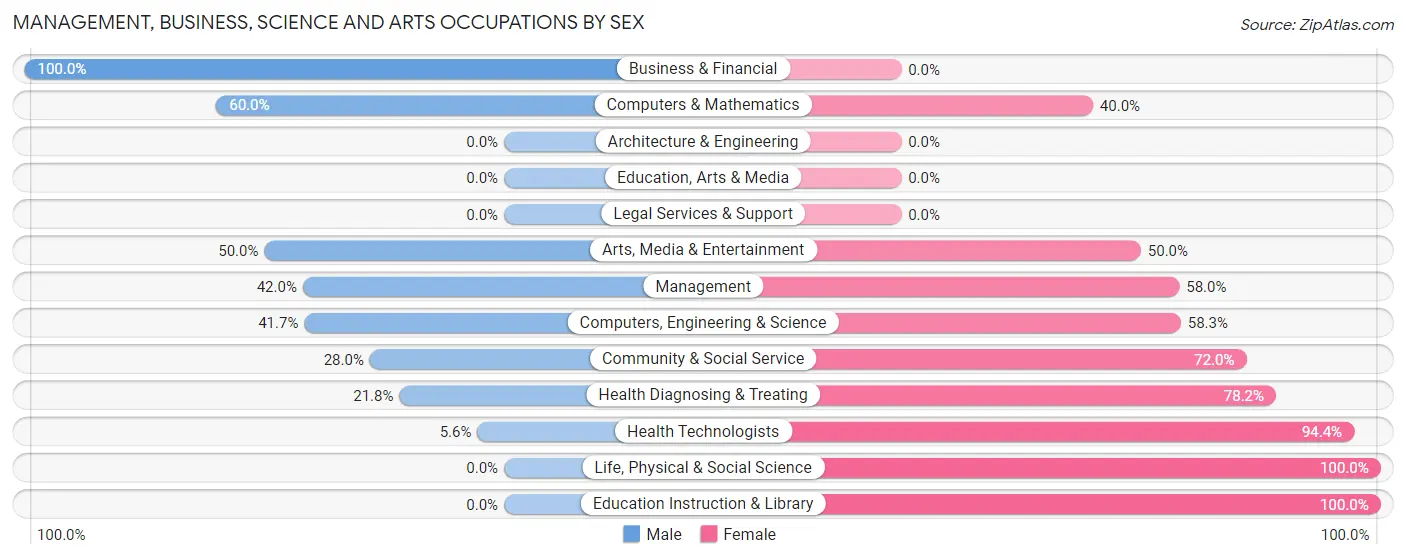 Management, Business, Science and Arts Occupations by Sex in Zip Code 03864