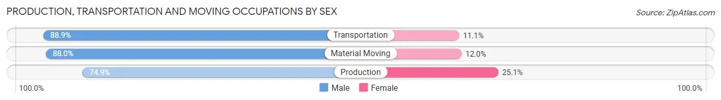 Production, Transportation and Moving Occupations by Sex in Zip Code 03868