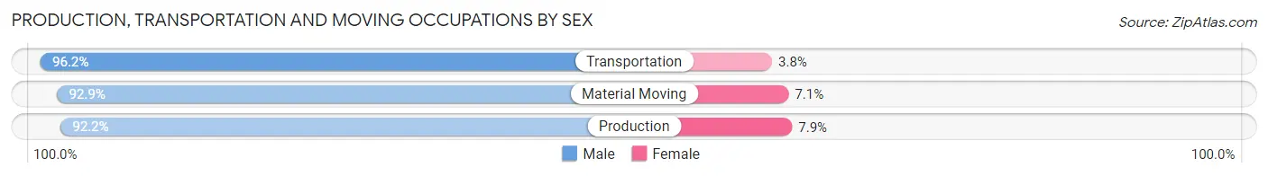 Production, Transportation and Moving Occupations by Sex in Zip Code 03872