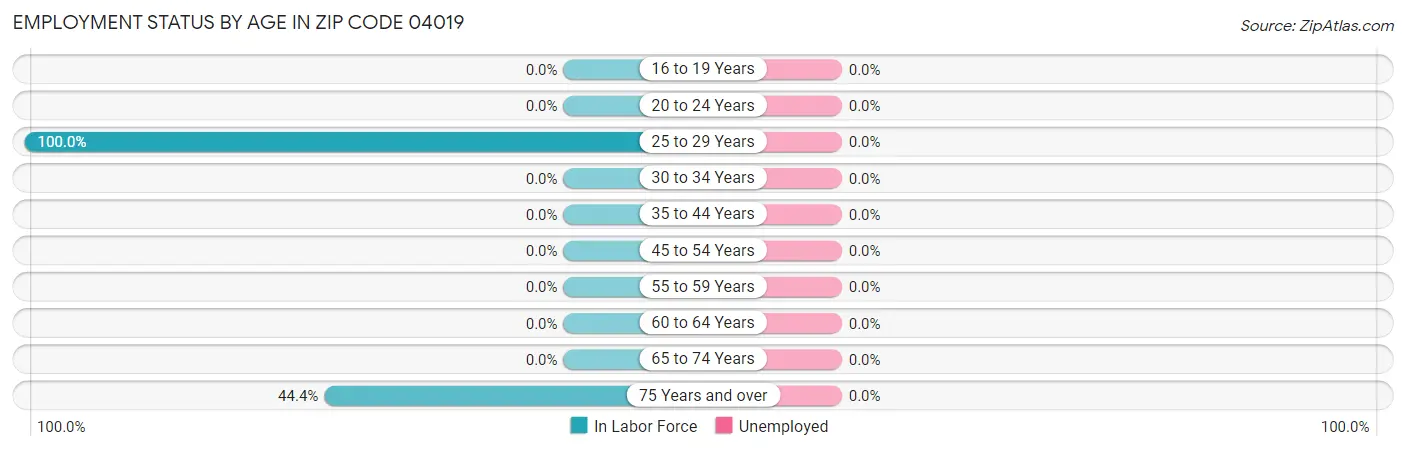 Employment Status by Age in Zip Code 04019