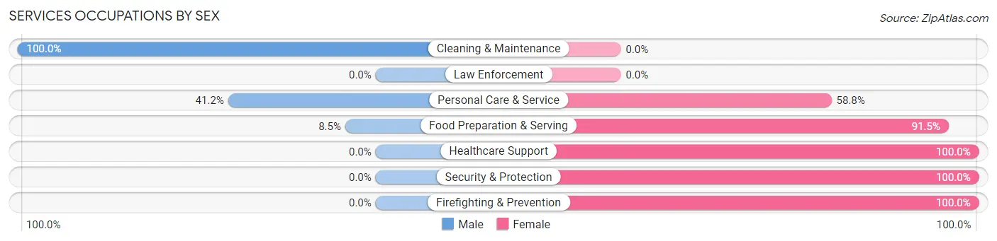 Services Occupations by Sex in Zip Code 05048