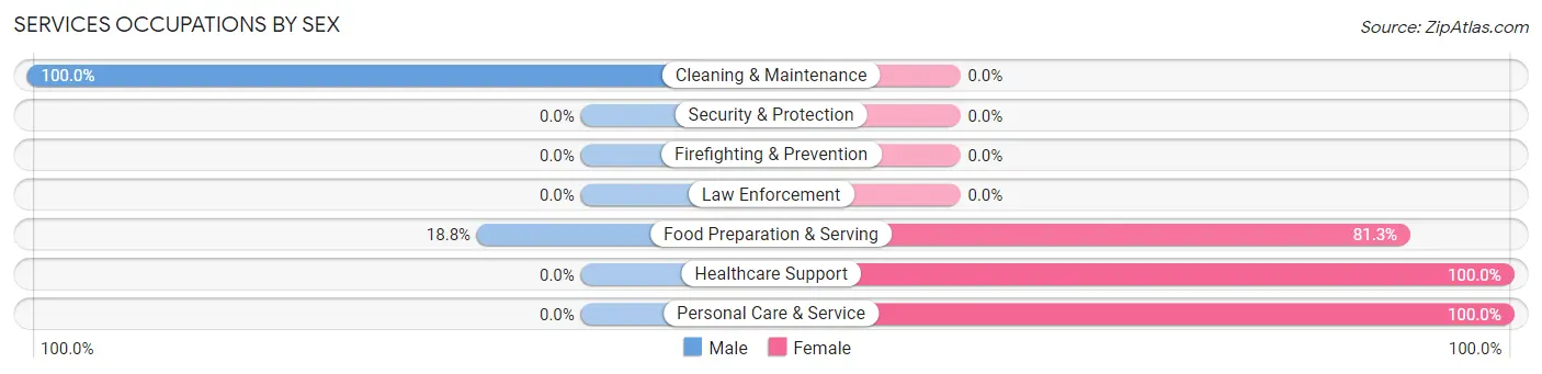 Services Occupations by Sex in Zip Code 05350