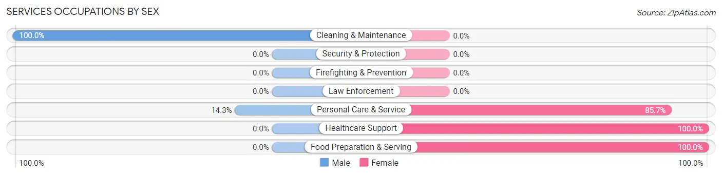 Services Occupations by Sex in Zip Code 05358