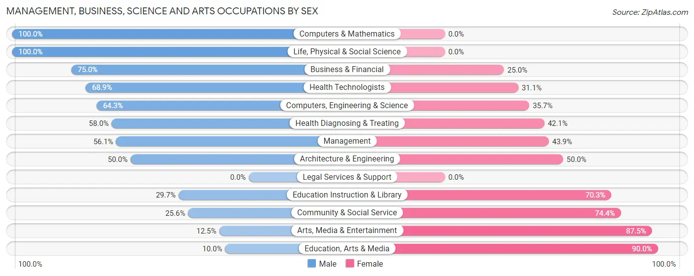 Management, Business, Science and Arts Occupations by Sex in Zip Code 05363
