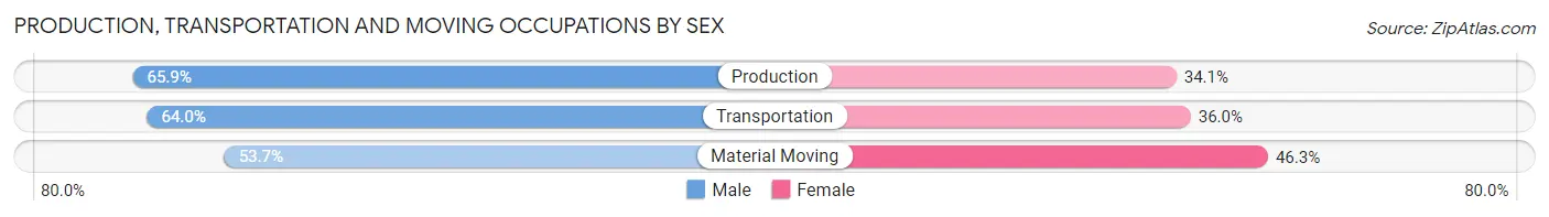 Production, Transportation and Moving Occupations by Sex in Zip Code 05408