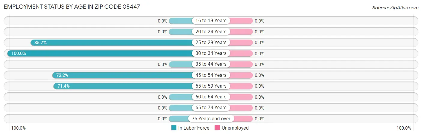 Employment Status by Age in Zip Code 05447