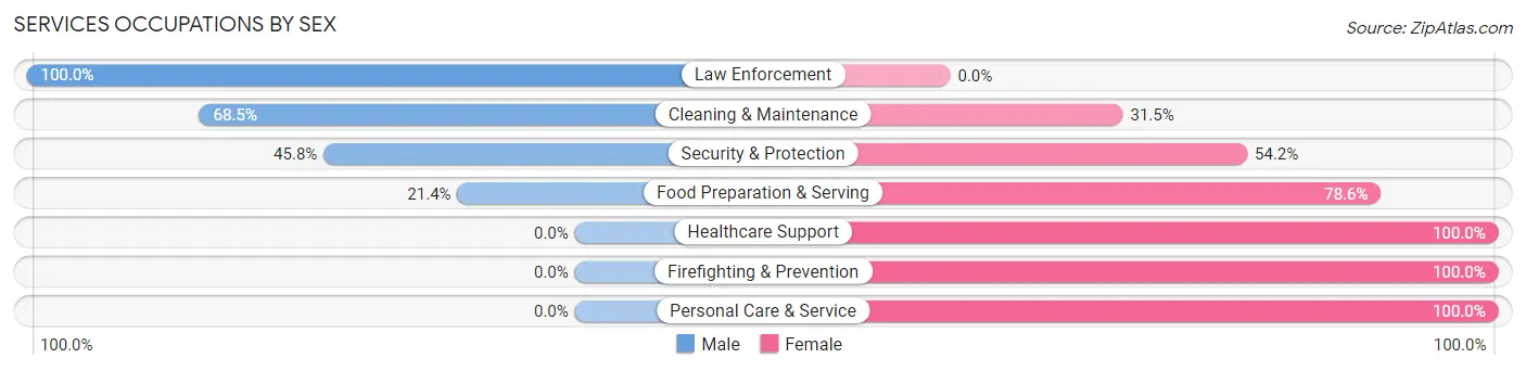 Services Occupations by Sex in Zip Code 05457